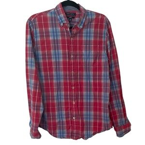 Crown & Ivy Vibrant Plaid Men's Shirt Size M Slim Fit Button Down Comfort EUC